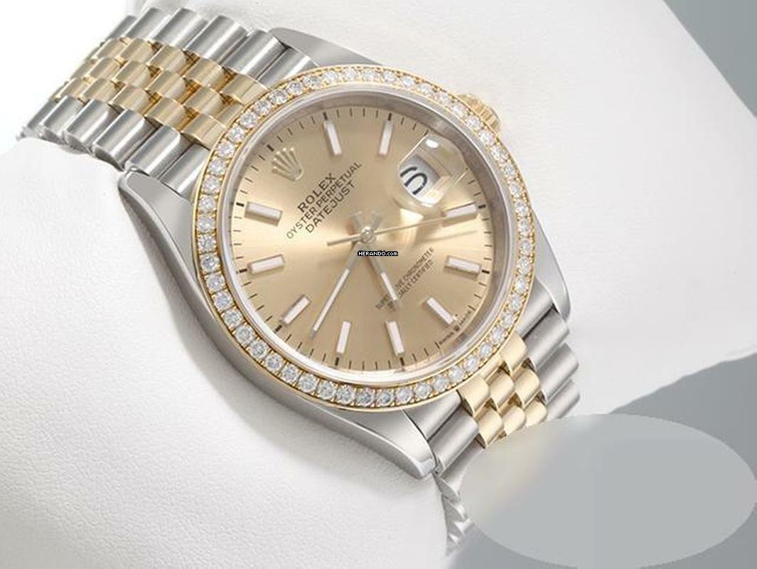 Rolex Datejust 36 126283 Rbr 2019 Stahl Gelbgold 750 Diamanten Automatik Stainless Steel 18kt Yellow Gold Jubilé-band Chronometer Oyster