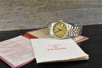 Thumbnail von Tudor Prince Oysterdate 75203 by Rolex Automatic Gold Linen Dial Tritium 1983