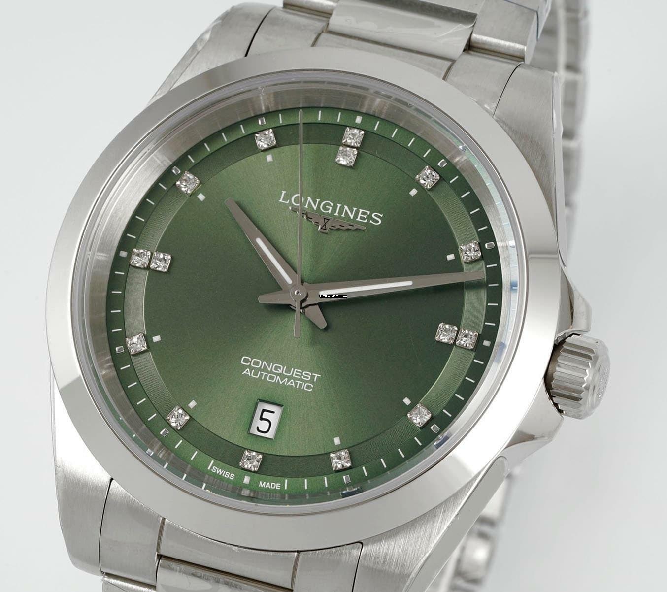  Longines Conquest Green Automatic 41mm NEW FULL SET 