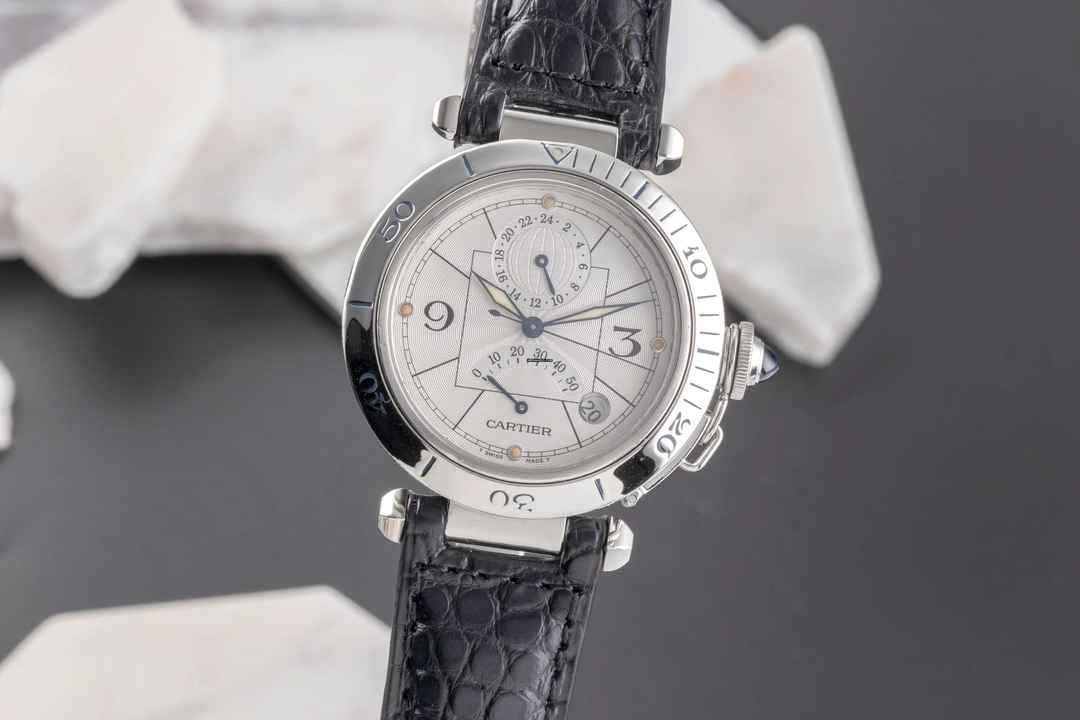  Cartier Pasha GMT Power Reserve Automatik Stahl Herrenuhr Ref. W3103755 