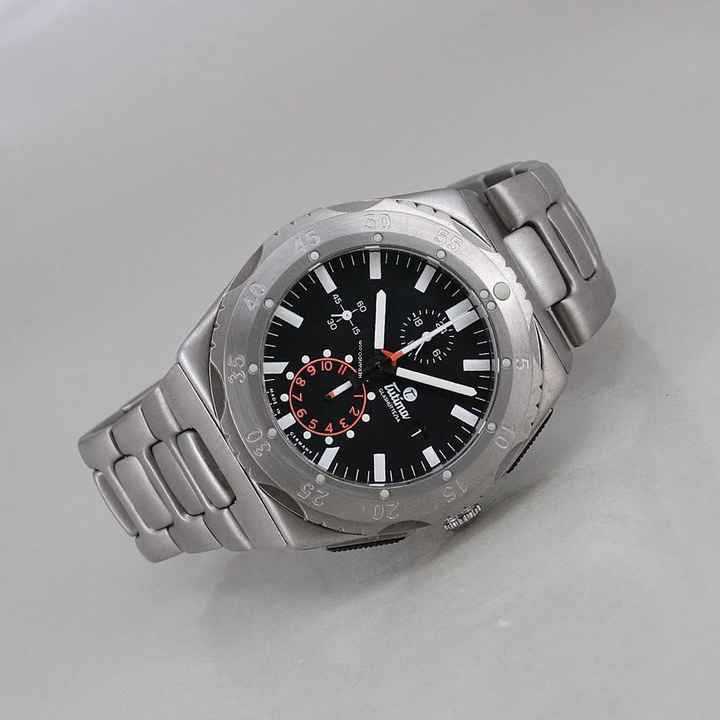  Tutima M2 Pioneer Automatik Chronograph Titan Ø 46,5 mm 2. Armband Full Set Top Zustand 