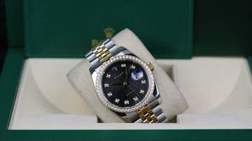 Thumbnail von Rolex Datejust 36 Steel Gold Factory RBR - Black Diamond - like New - Fullset