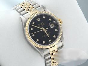 Thumbnail von Rolex Datejust 36 36mm 16233 Stahl Gold 750 Diamanten Automatik Herren Damen Stainless Steel 18kt Yellow Gold Jubilé-band Chronometer Black Dial