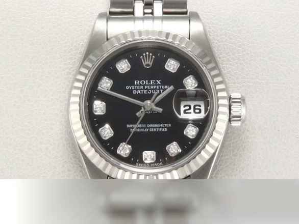  Rolex Lady-Datejust Stahl Weissgold 750 Diamanten Automatik Stainless Steel 18kt White Gold Damen Jubilé-band Chronometer Oyster Black Dial 