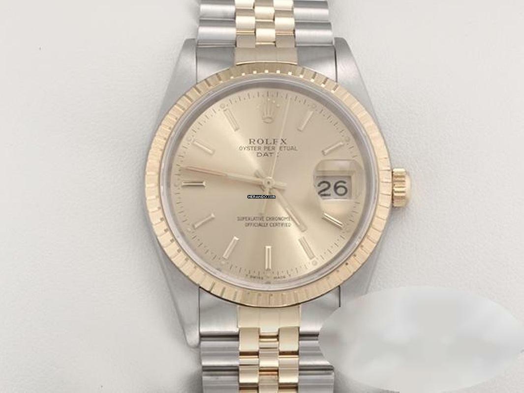 Rolex Oyster Perpetual Date Ungetragen Rolex Date 34 Mm 15223 1996 Stahl Gelbgold 750 Automatik Medium Stainless Steel 18kt Yellow Gold Jubilé-band Chronometer Oyster