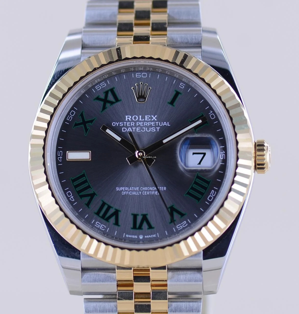 Rolex Datejust 41 Stahl Gold Jubilé Wimbledon Dial 126333 Fluted Bezel B+P