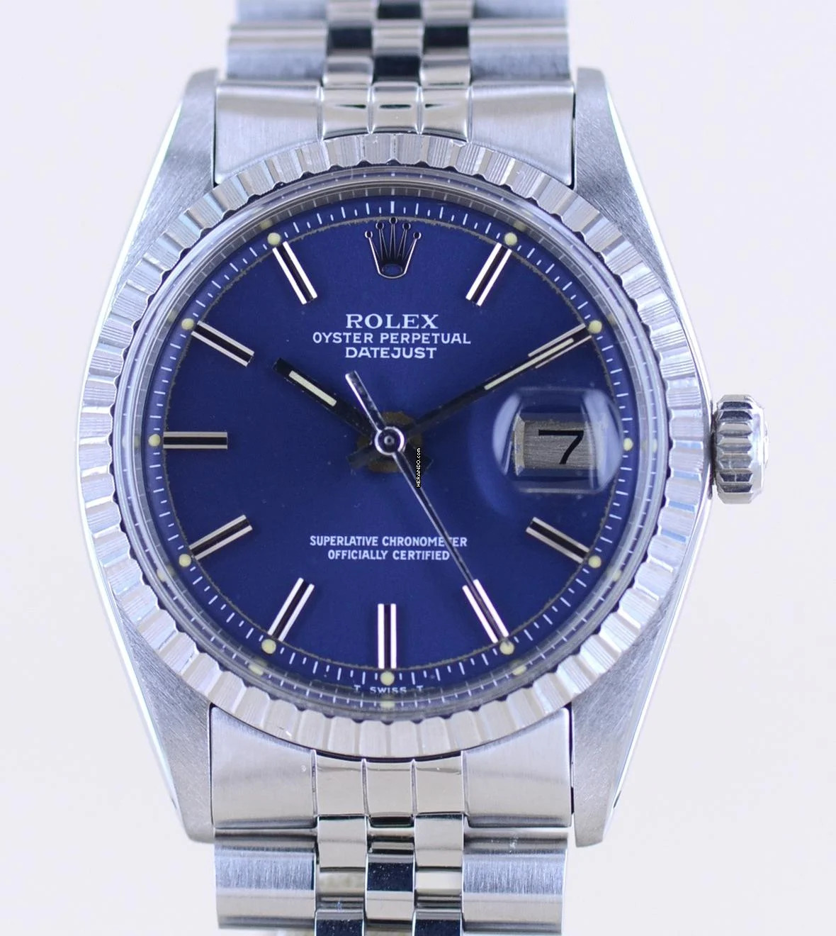  Rolex Datejust 36 1603 blue dial Jubilé Plexiglas Automatik 1981 blau 36mm 
