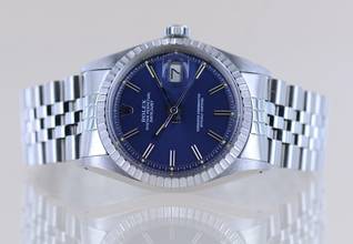 Thumbnail von Rolex Datejust 36 1603 blue dial Jubilé Plexiglas Automatik 1981 blau 36mm