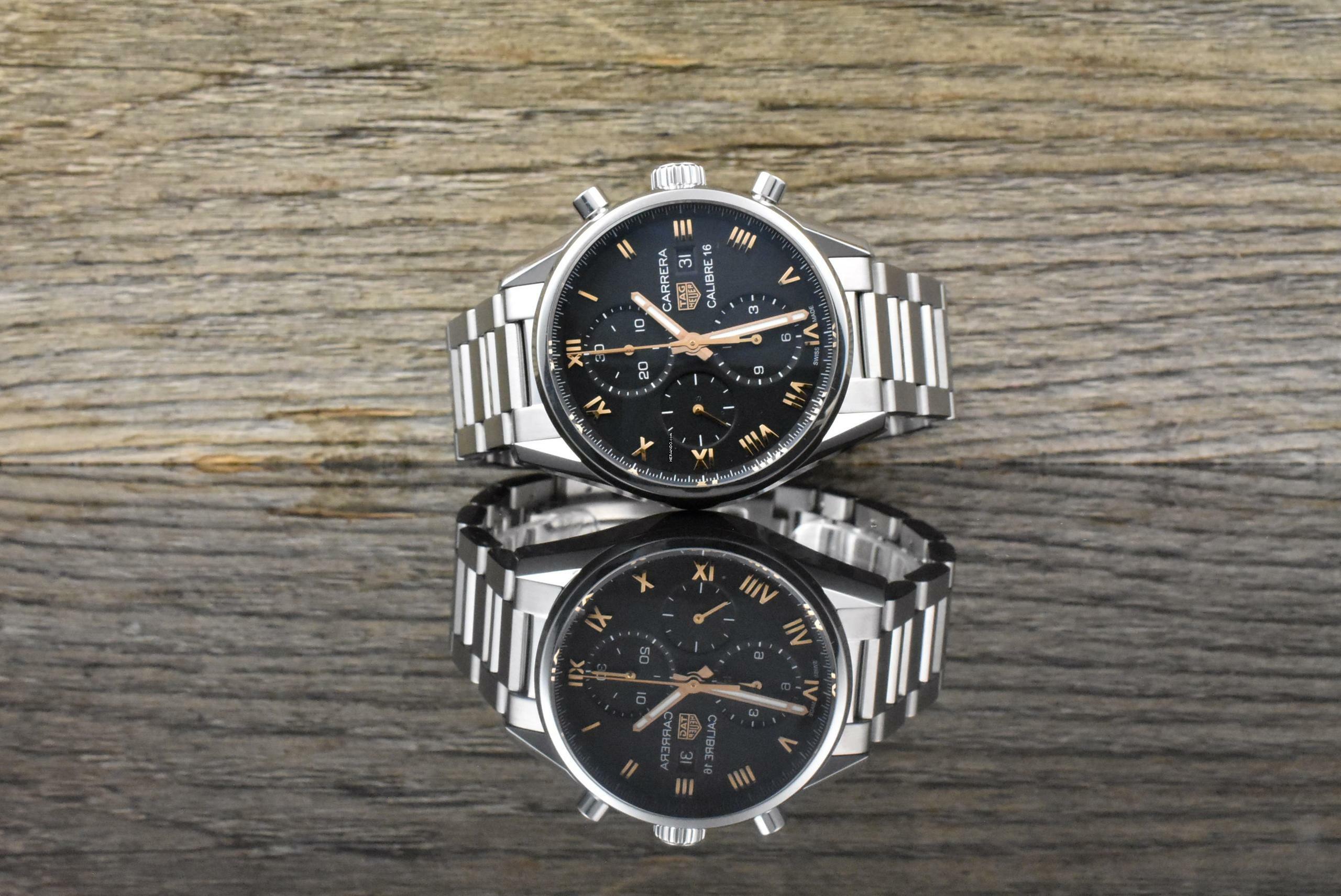 TAG Heuer Carrera Calibre 16 Chronograph 41MM Black Roségold Hands / Japan Limited B&P