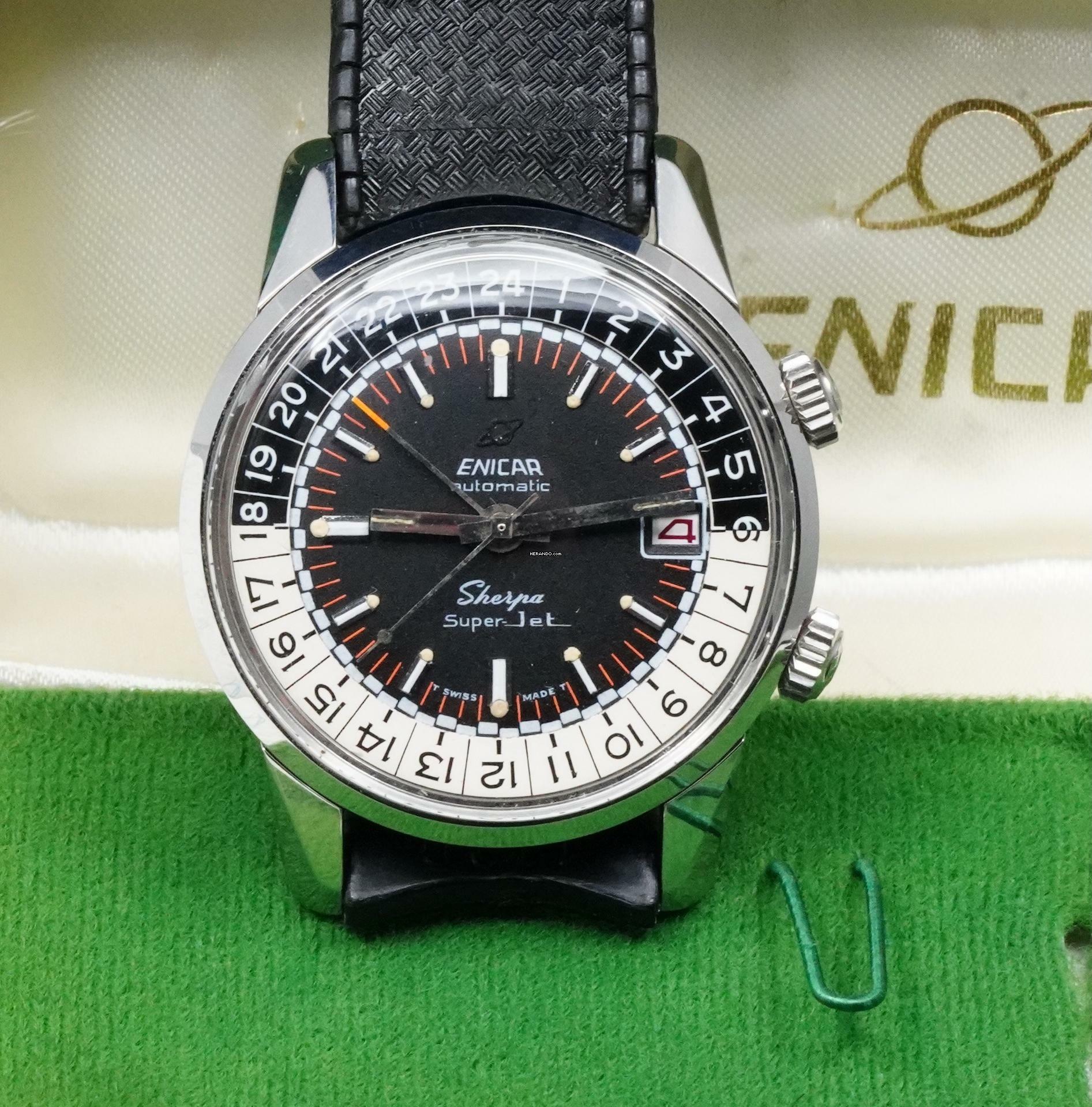 Enicar Sherpa MID 60'S NOS SHERPA SUPER-JET GMT 40MM DIVE WATCH RARE VINTAGE