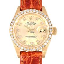 Thumbnail von Rolex Lady-Datejust Damenuhr Lady Datejust 69138 mit Diamantzifferblatt und Brillantlünette Automatik aus 750 Gelbgold und Lederband