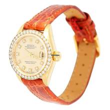 Thumbnail von Rolex Lady-Datejust Damenuhr Lady Datejust 69138 mit Diamantzifferblatt und Brillantlünette Automatik aus 750 Gelbgold und Lederband