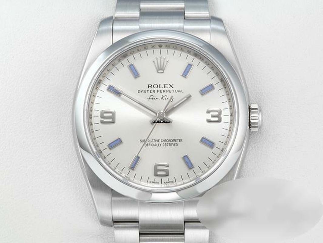  Rolex Air King 34mm Edelstahl 114200 Automatik Air King Medium Stahl Stainless Steel Oyster-band Chronometer Silver Dial 