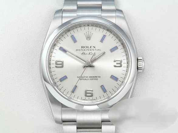  Rolex Air King 34mm Edelstahl 114200 Automatik Air King Medium Stahl Stainless Steel Oyster-band Chronometer Silver Dial 