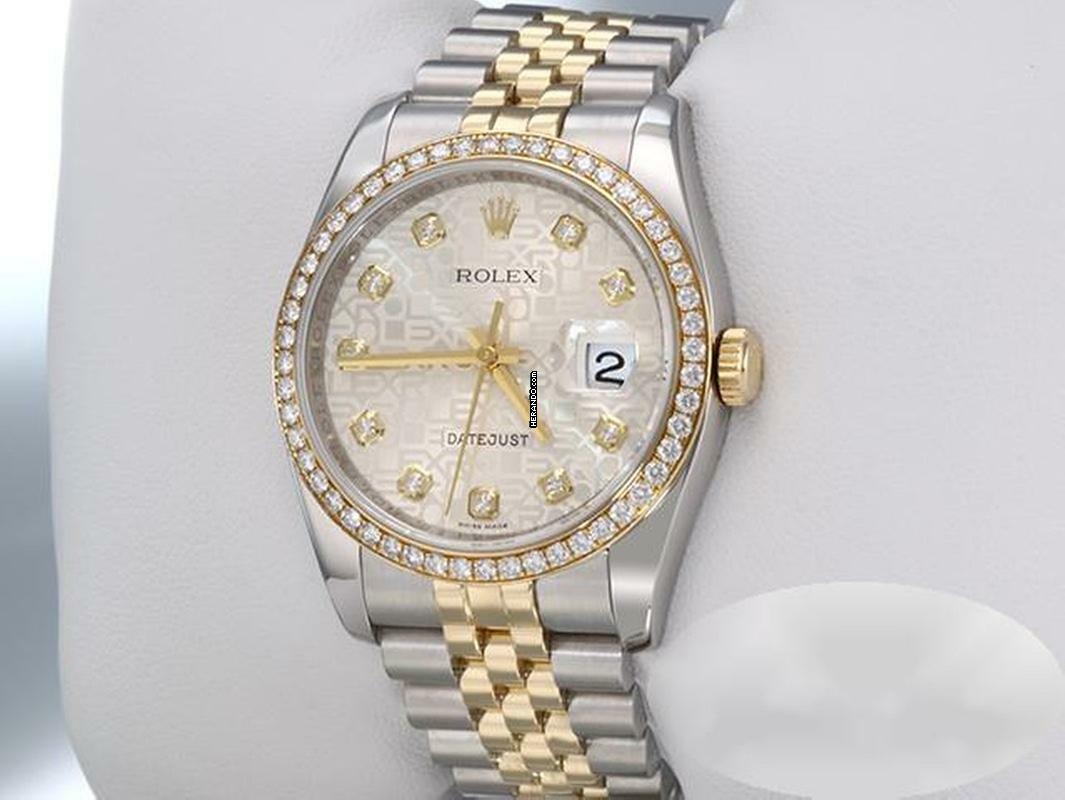 Rolex Datejust 36 36mm 116243 2016 Stahl Gelbgold 750 Diamanten Automatik Gold