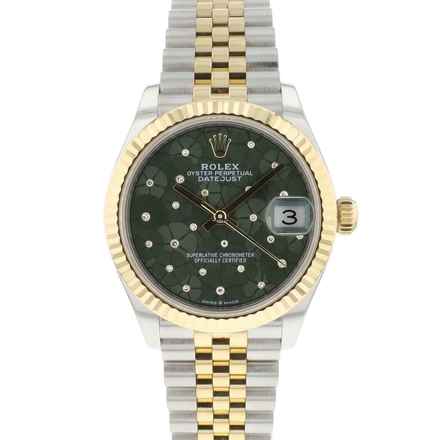  Rolex Datejust 31 Gold Steel Green Diamond Flower Dial 
