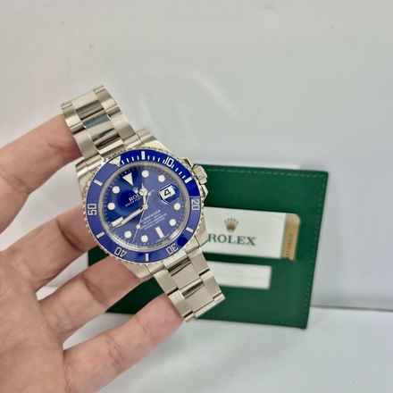  Rolex Submariner Date Smurf Ouro Branco Blue Dial 40mm Automático Completo 