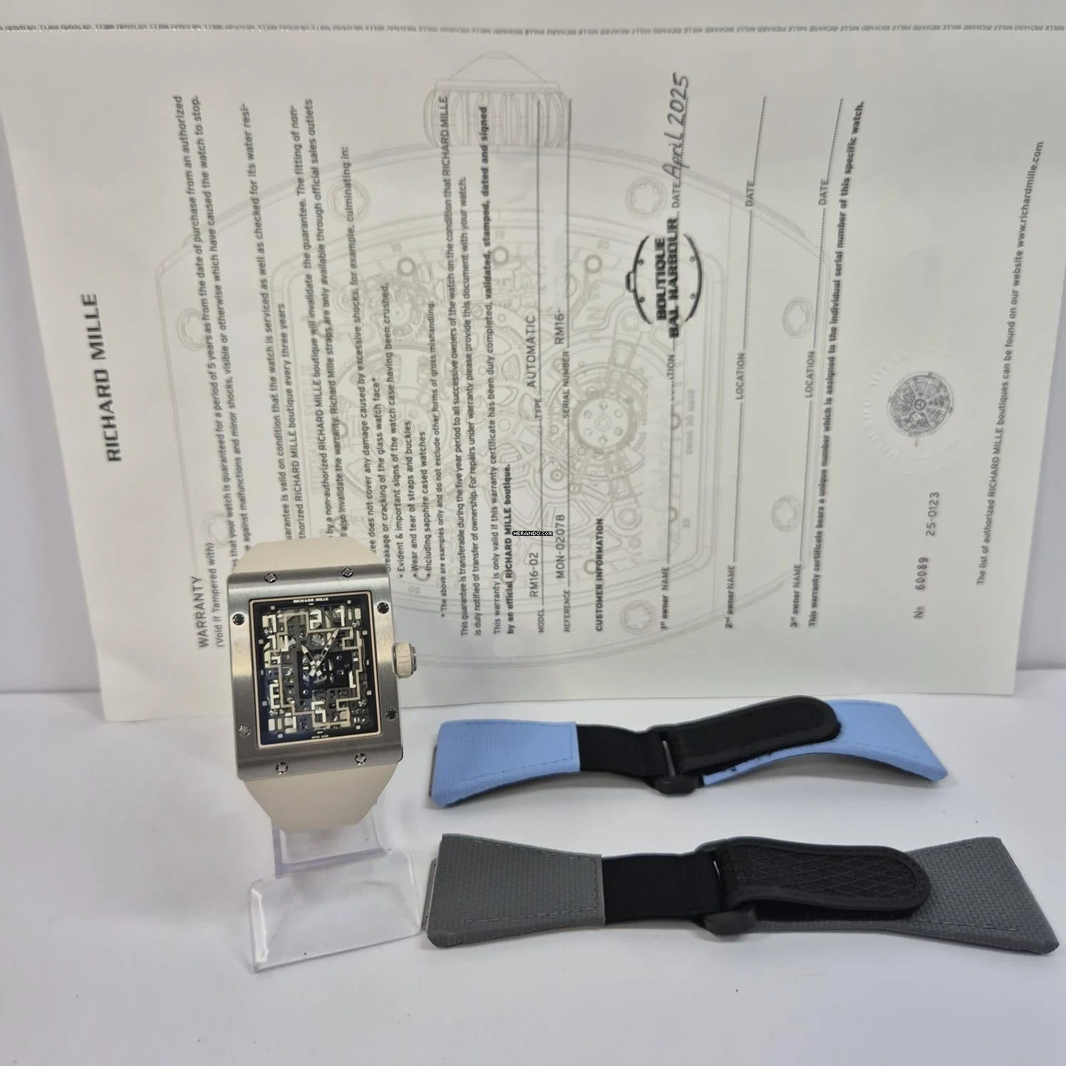  Richard Mille RM 016 RM016-02 Extra Flat Titanium (lançamento 2025) 36x45mm Automático Completo 