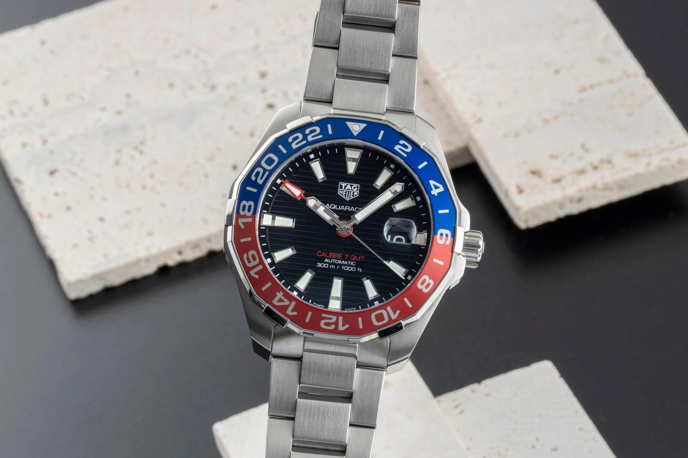TAG Heuer Aquaracer 300M GMT Automatik Stahl Ref. WAY201F.BA0927 B&P 2019