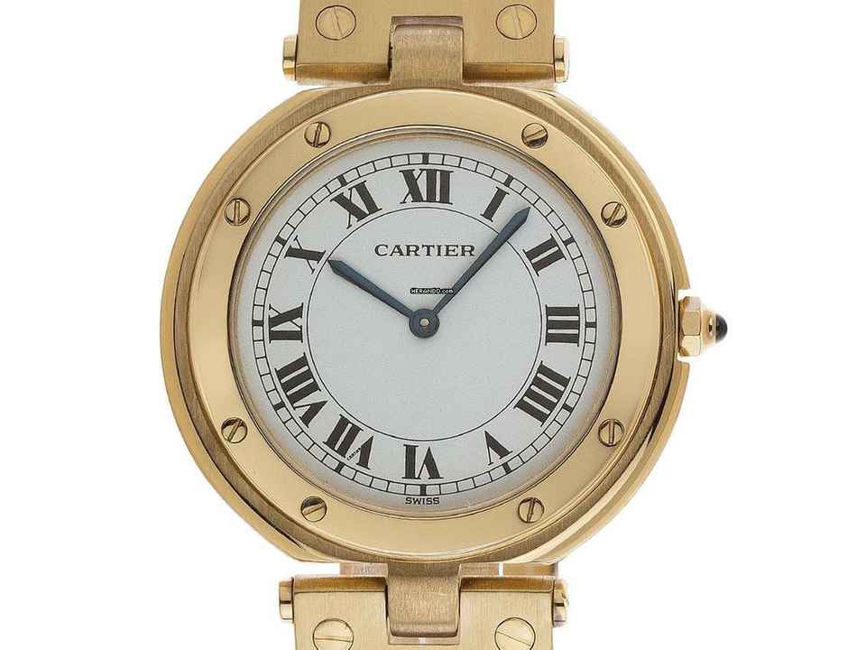  Cartier Santos Ronde GM Großes Modell Ref.8191 1982 Box&Beschreibung wie Neu Vintage 
