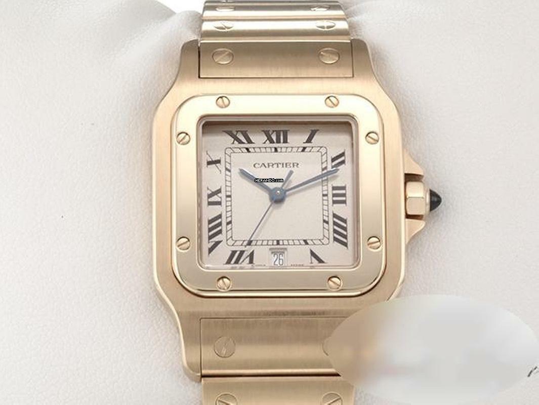  Cartier Santos Galbée Großes Modell Gelbgold 750 W20009c5 Damen Herren Gold 
