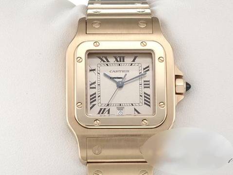  Cartier Santos Galbée Großes Modell Gelbgold 750 W20009c5 Damen Herren Gold 