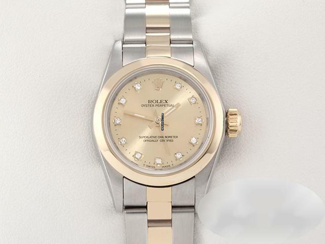 Rolex Oyster Perpetual Edelstahl Gelbgold 750 Diamanten Automatik Gold