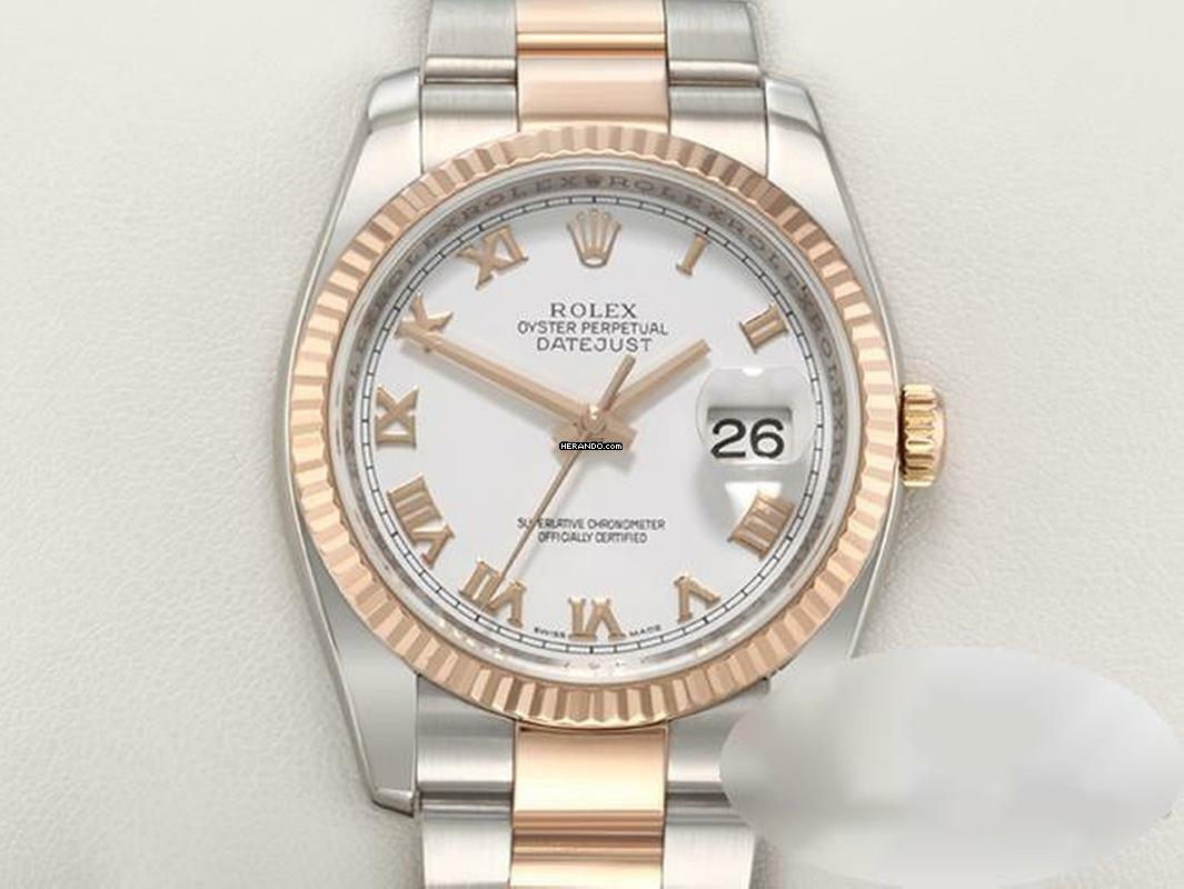 Rolex Datejust 36 36mm 116231 2011 Stahl Rosegold 750 Automatik Stainless Steel 18kt Rose Gold Oyster-band Chronometer White Dial