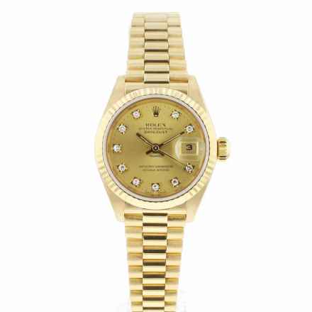  Rolex Lady-Datejust 26 Yellow Gold President Diamond Dial 