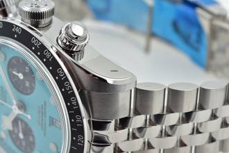 Thumbnail von Tudor Heritage Black Bay Chronograph 79360N Tiffany Flamingo Blue Dial Verklebt Stickers