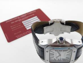 Thumbnail von Cartier Santos 100 XL 38 x 51 mm Tresoruhr im Full Set mit Box / Papiere und original Krokoband Wie Neu ! mit original Cartier Krokoband und Faltschließe