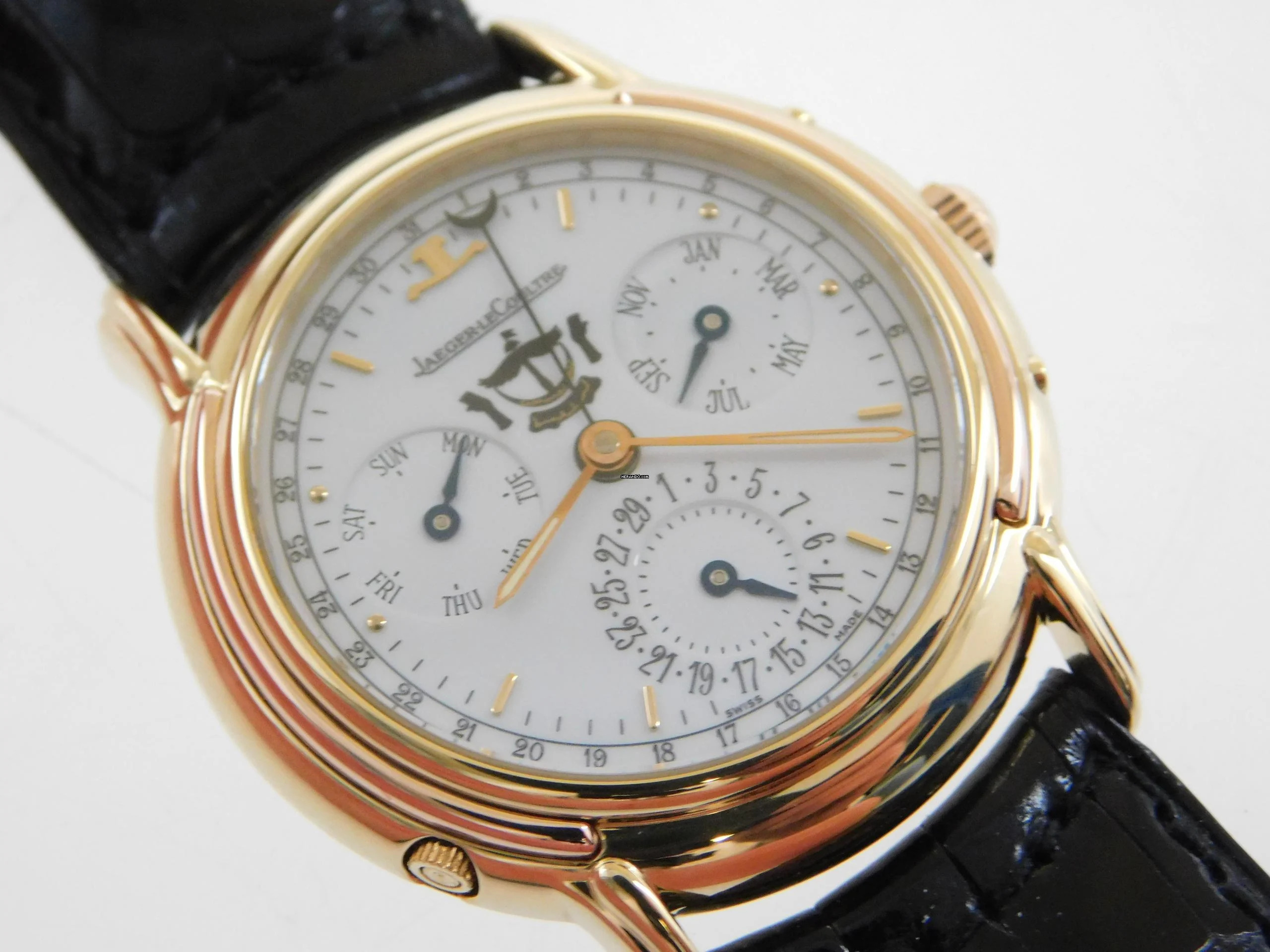  Jaeger-LeCoultre Odysseus 18 Karat Gelbgold Odysseus Vollkalender Automatik Brunai Wappen Porzellan Zifferblatt Brunei Darussalam Wappen Vollkalender 