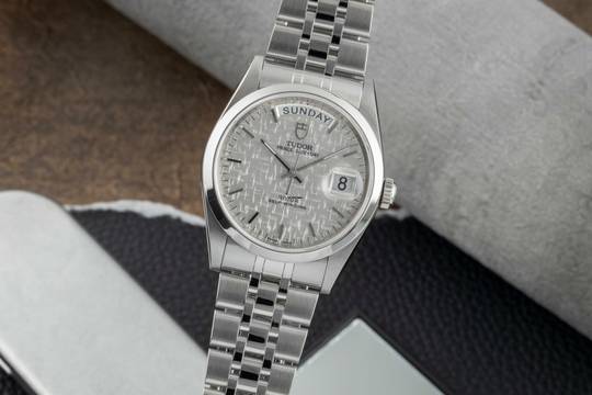  Tudor Prince Date Day Linen Dial Edelstahl Automatik Herren Ref. 76200 