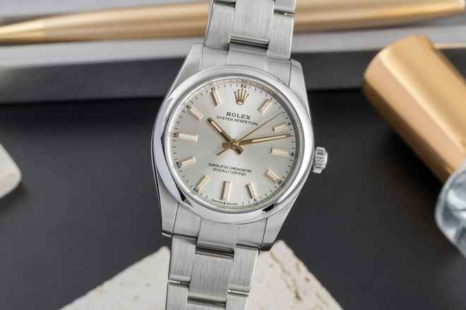  Rolex Oyster Perpetual 34 Automatik Edelstahl Ref 124200 Box & Papiere 2020 