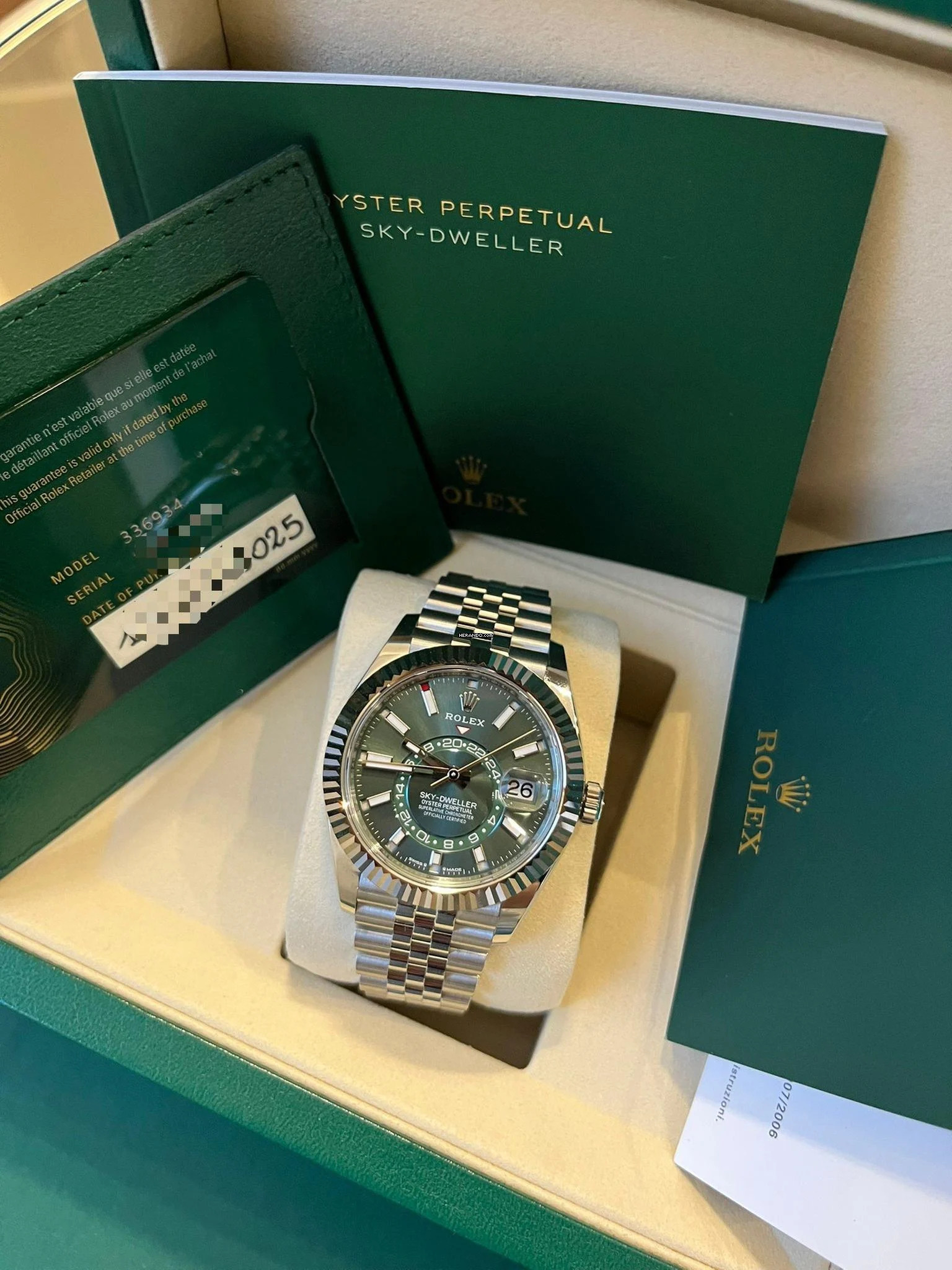 Rolex Sky-Dweller Jubilee - Mint Green - New - Fullset - 11/2025