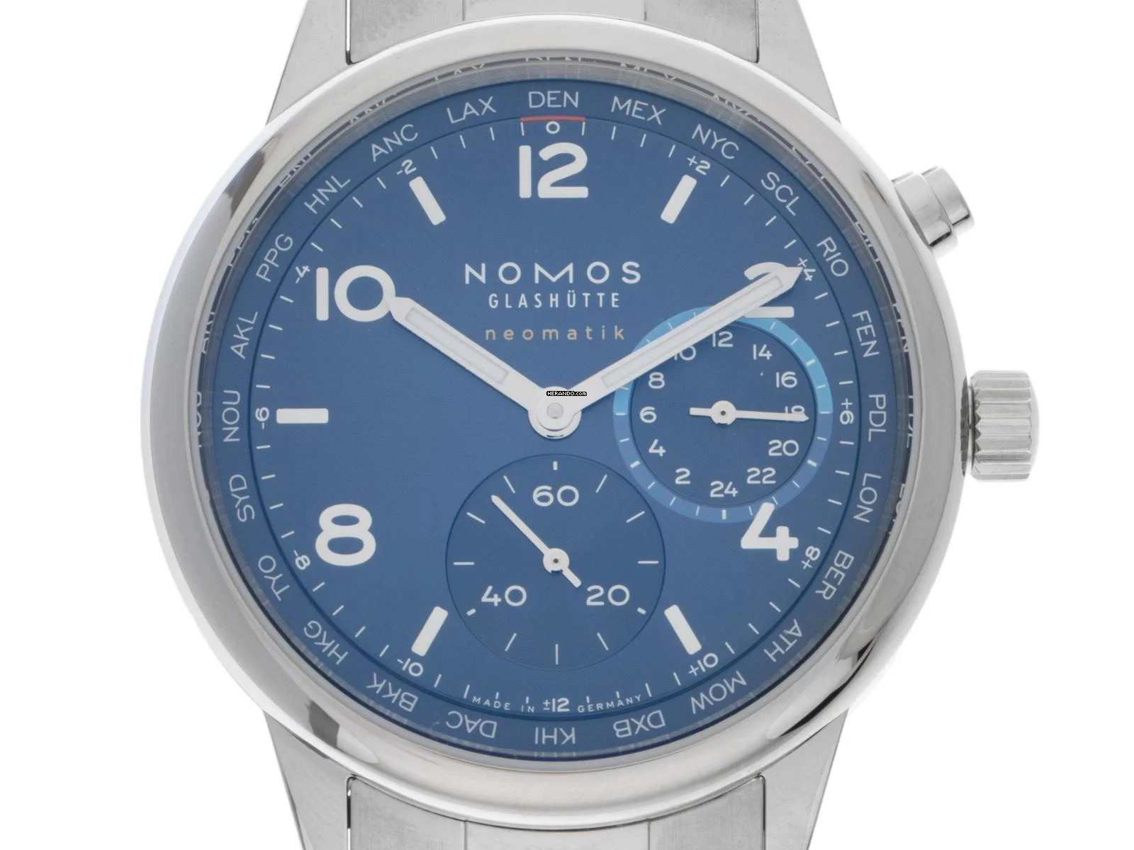  NOMOS Club Neomatik Glashütte Club Sport Neomatik Weltzeit Blau Ref.790 2025 Full Set Neu 