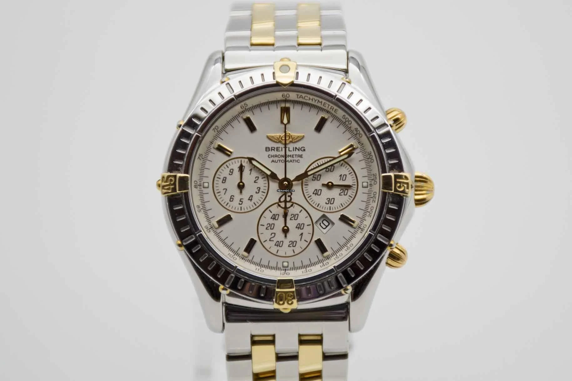  Breitling Shadow Flyback Chronomat in 38 mm Stahl/Gold LC100 Fullset neuer Service 