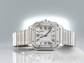 Thumbnail von Cartier Santos Mittleres Modell W4sa0005 2023 Edelstahl Diamanten Automati Steelk