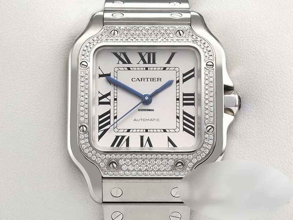  Cartier Santos Mittleres Modell W4sa0005 2023 Edelstahl Diamanten Automati Steelk 