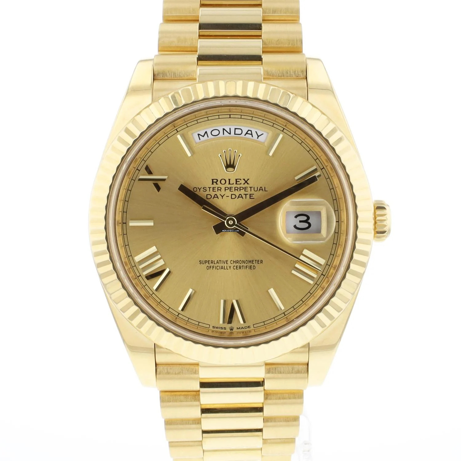  Rolex Day-Date 40 Yellow Gold Champgane Roman Dial 