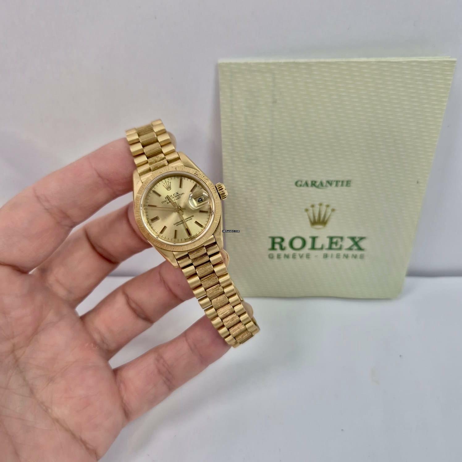 Rolex Lady-Datejust Presidente Bark Finish Full Gold 26mm Autom. Completo
