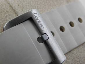 Thumbnail von Cartier Santos 100 Herrenuhr mit original Kautschukband im TOP Zustand weiße Kautschuklünette und original Band