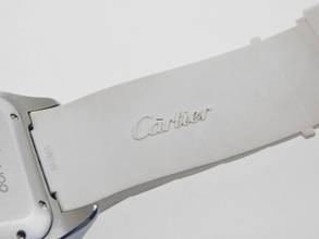 Thumbnail von Cartier Santos 100 Herrenuhr mit original Kautschukband im TOP Zustand weiße Kautschuklünette und original Band