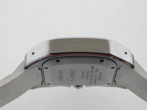 Thumbnail von Cartier Santos 100 Herrenuhr mit original Kautschukband im TOP Zustand weiße Kautschuklünette und original Band