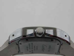 Thumbnail von Cartier Santos 100 Herrenuhr mit original Kautschukband im TOP Zustand weiße Kautschuklünette und original Band