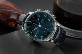 Thumbnail von IWC Portugieser Chronograph Green Dial Stahl Automatik Herrenuhr IW371615 B&P