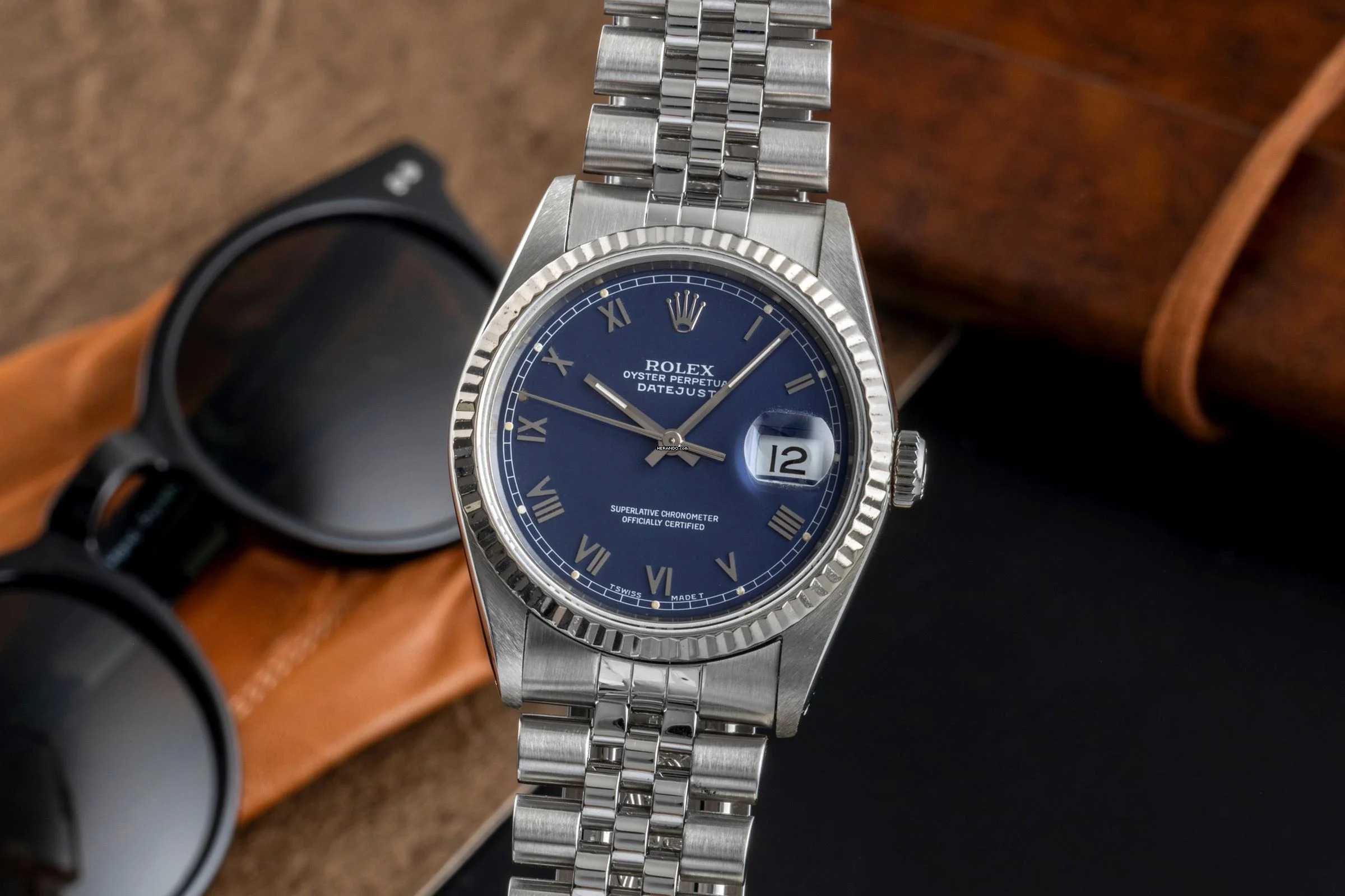Rolex Datejust 36 Blue Roman Dial Stahl / Weissgold Ref. 16234 L-Serie Box