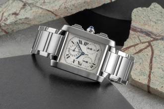 Thumbnail von Cartier Tank Française Chronograph Edelstahl Quarz Herrenuhr Ref. W51001Q3