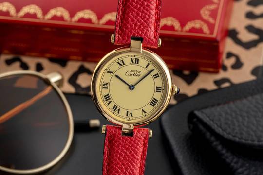  Cartier Vendome LC GM Vermeil 925 Silber Ivory Dial Medium Size Ref. 590003 