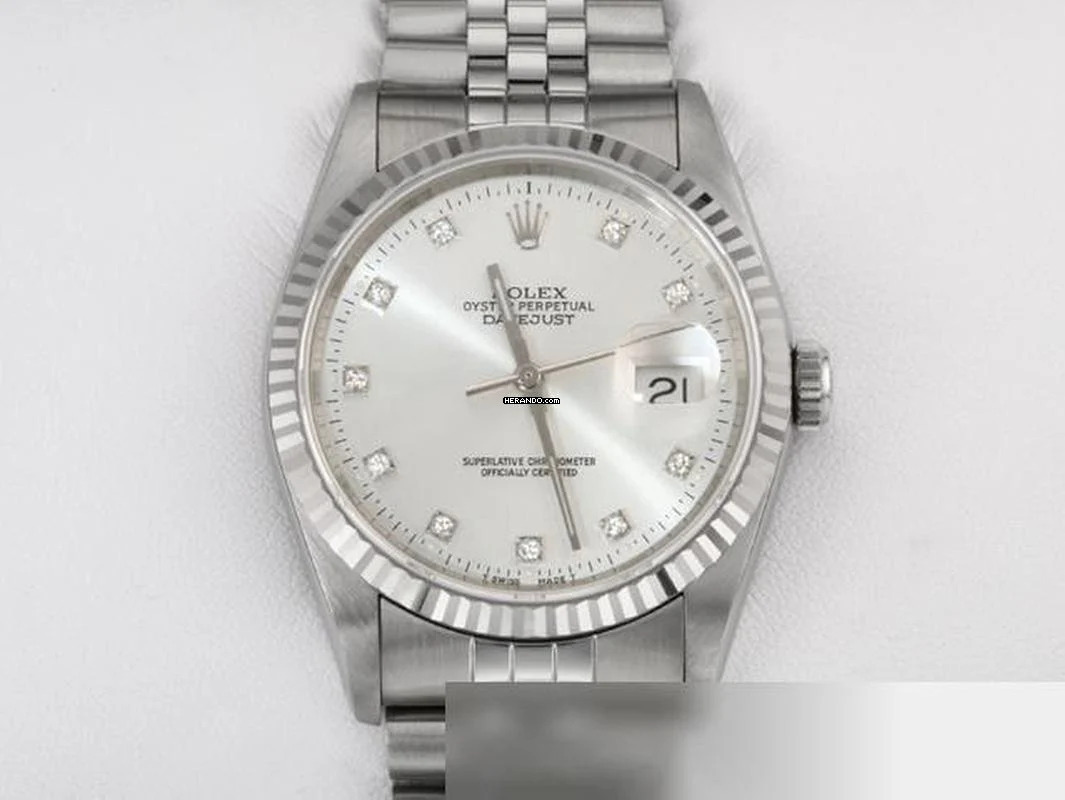 Rolex Datejust 36 36mm 16234 Stahl Weissgold 750 Diamanten Automatik Stainless Steel Jubilé-band Oyster Chronometer